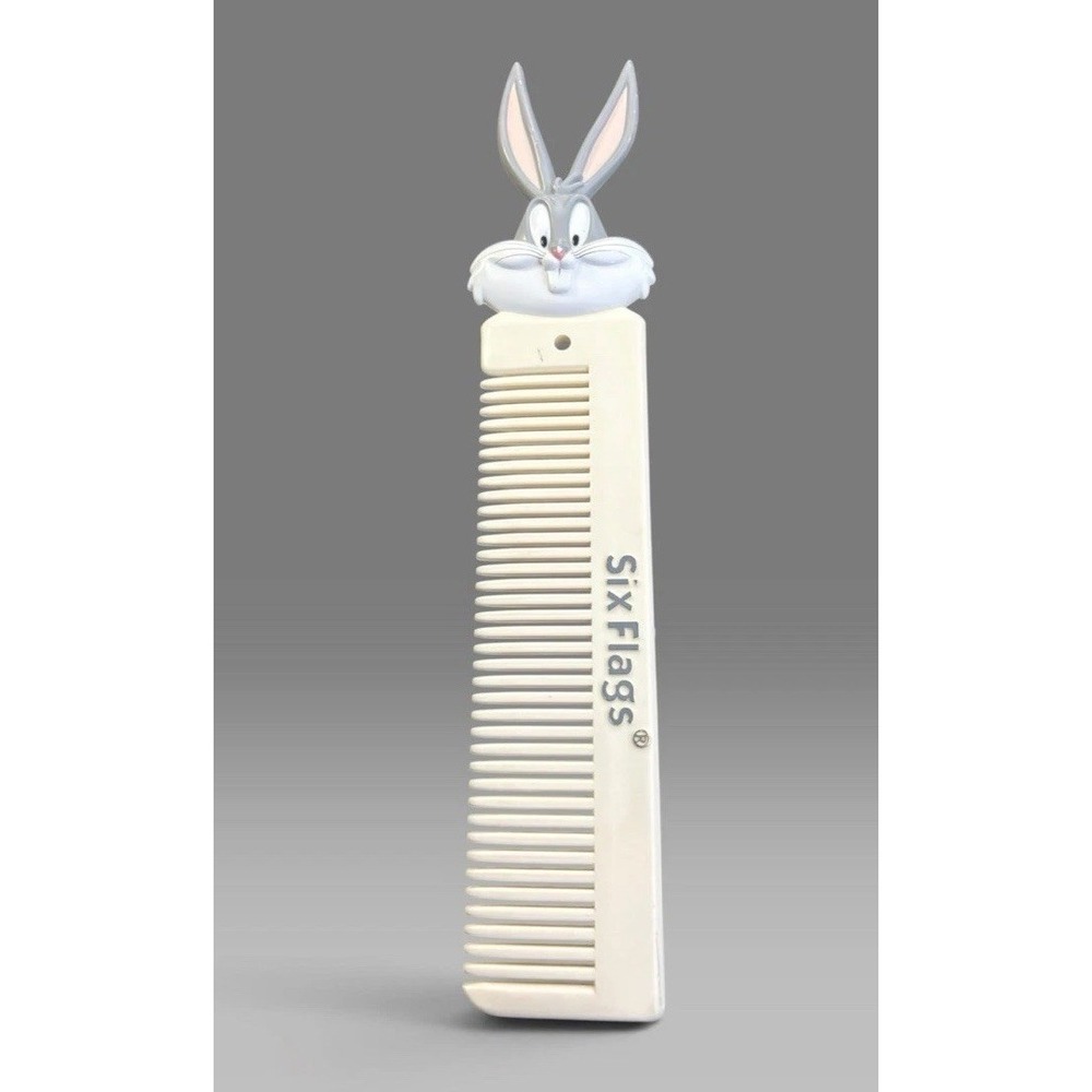 Vintage Bugs Bunny Large Hair Comb Six Flags Retro 1995 White Looney Tunes